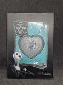 Nightmare Before Christmas 1oz Silver Coin Jack & Sally Love is Eternal