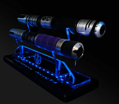 Double Tier LED Saber Display Stand with Insignia & Text - USB/Battery