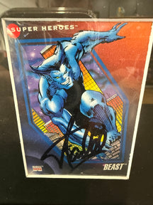 MARVEL 1992 BEAST TRADING CARD - SIGNED BY STAN LEE - IN FRAME WITH PRINT AND COA