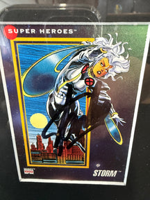 MARVEL 1992 STORM TRADING CARD - SIGNED BY STAN LEE - IN FRAME WITH PRINT & COA