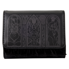 Disney Villains - Black Faux Leather with Velvet Trim Tri-Fold Wallet