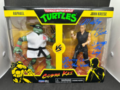 PLAYMATES COBRA KAI & TMNT FIGURES - RAPHAEL AND JOHN KREESE - SIGNED NY MARTIN COVE